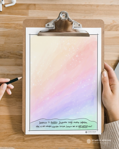 Invulversie van de praatplaat Samen kunnen we alles. Leeg sjabloon waarop je een groep kinderen kunt tekenen.